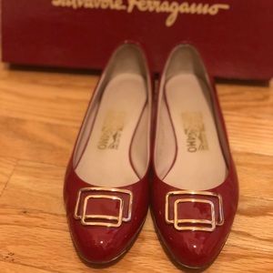 Red Ferragamo Ballet Flats, size 6.5
